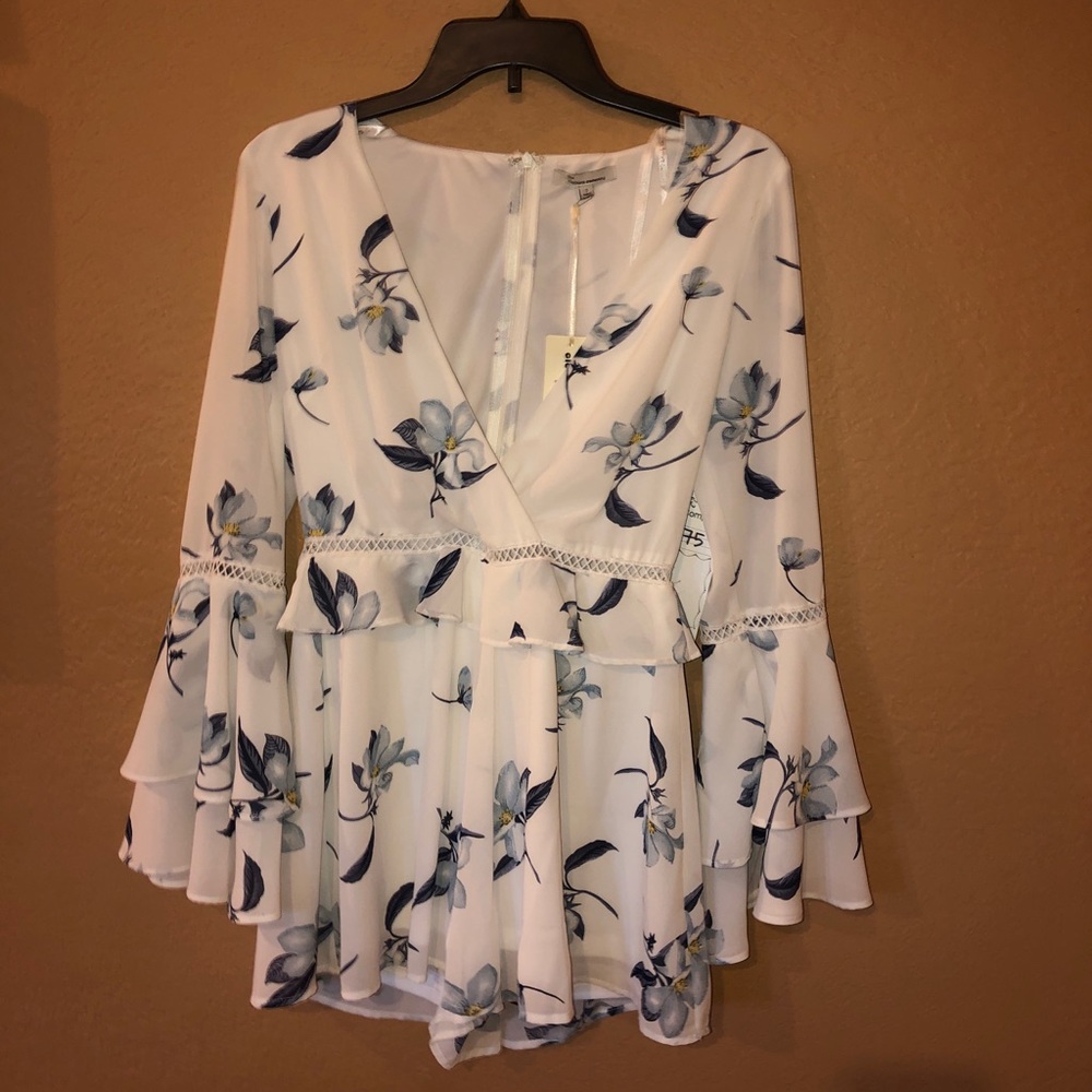 Brand new white floral romper!
